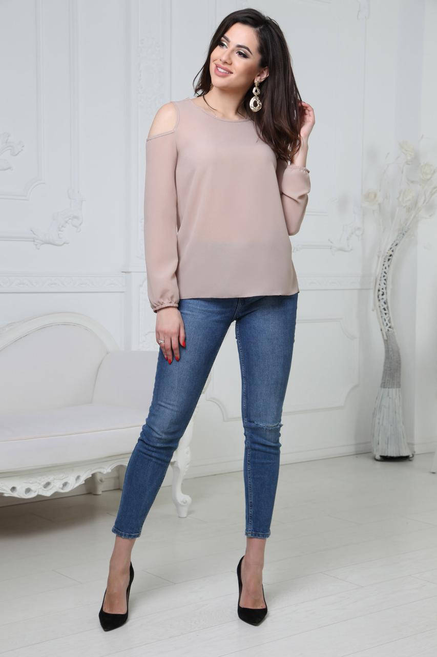 

Блузка из креп-шифона "Renata"| Распродажа модели бежевый, 42-44