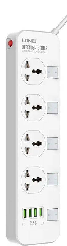 

Сетевой фильтр (удлинитель) LDNio SC4408 4роз. 4USB White
