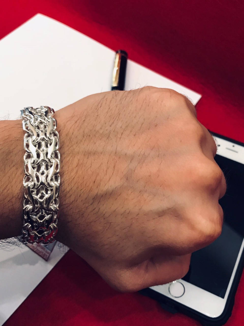 

Серебряный браслет 925 пробы .Двойной ручей 55 грамм