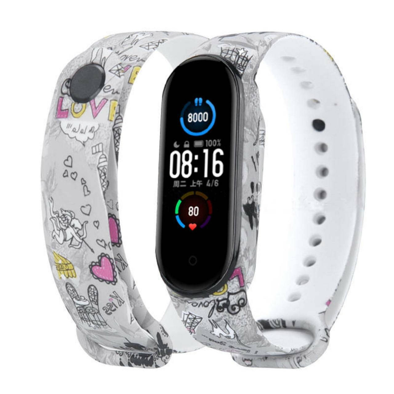 

Силиконовый ремешок LOVE на фитнес часы Xiaomi mi band 5 браслет аксессуар замена