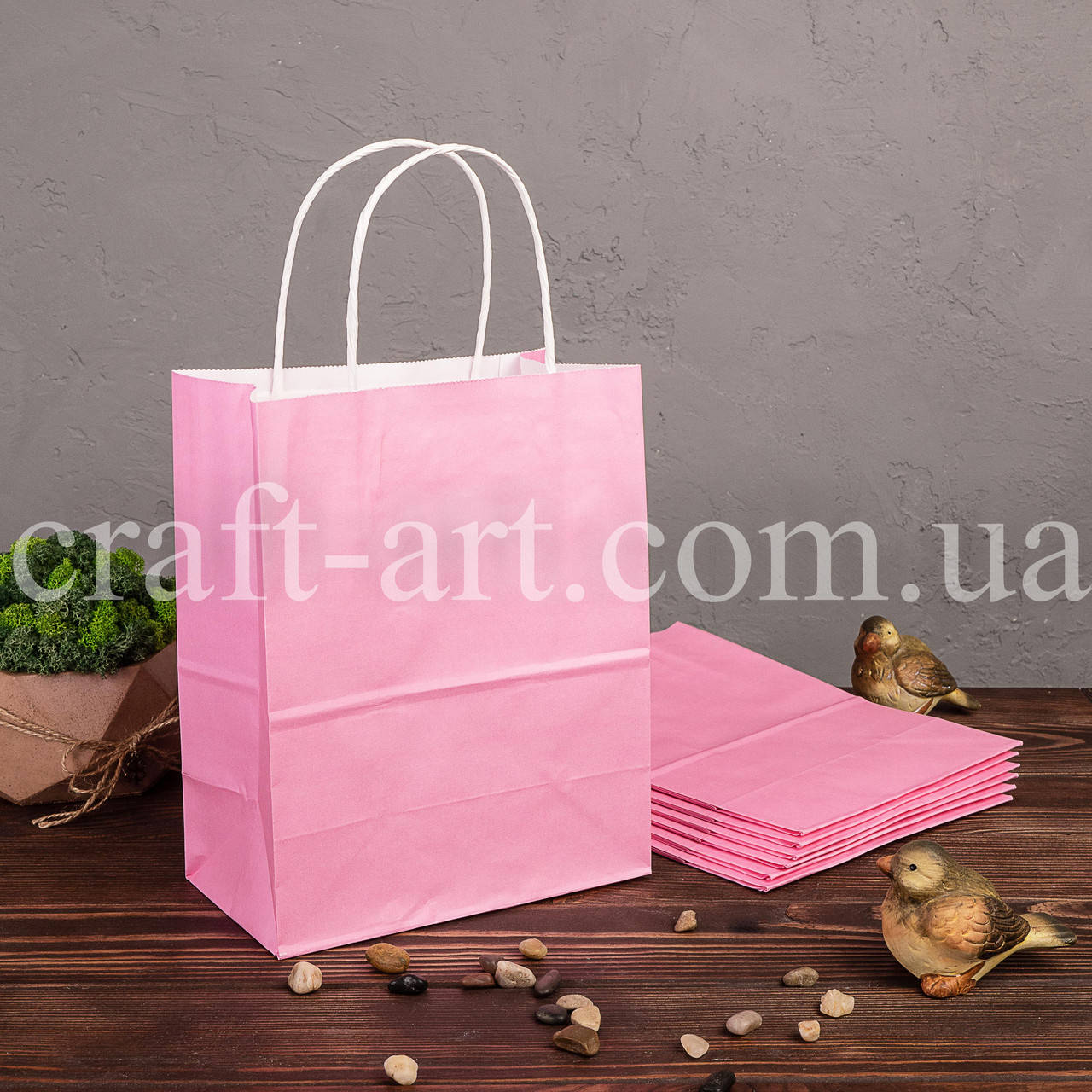 

Крафт пакет рожевий 180*100*220 мм, папір 100 г/м2, Розовый