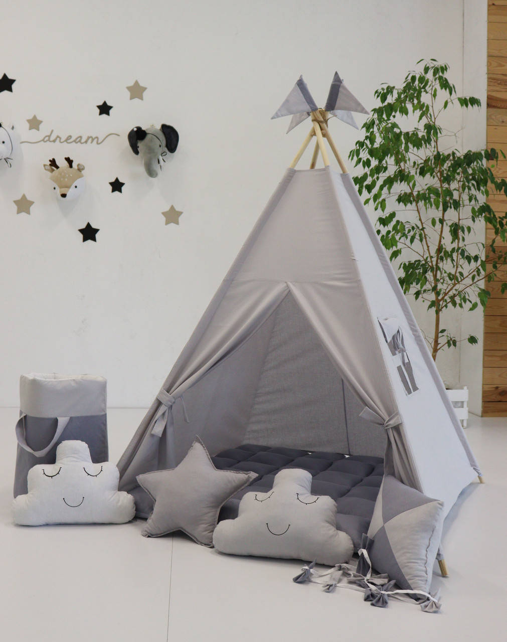 

Детский вигвам "Однотонный серый"