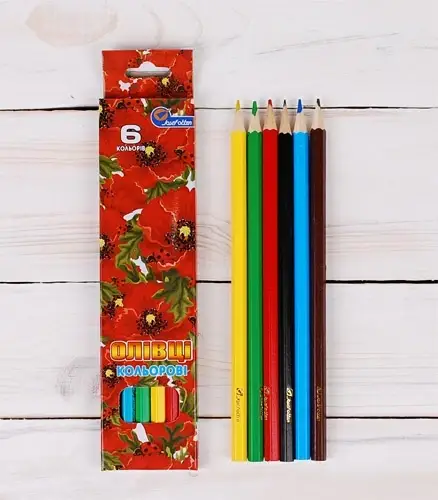 

Олівці кольорові дерево "Маки", 7303-6J, 6 кол.