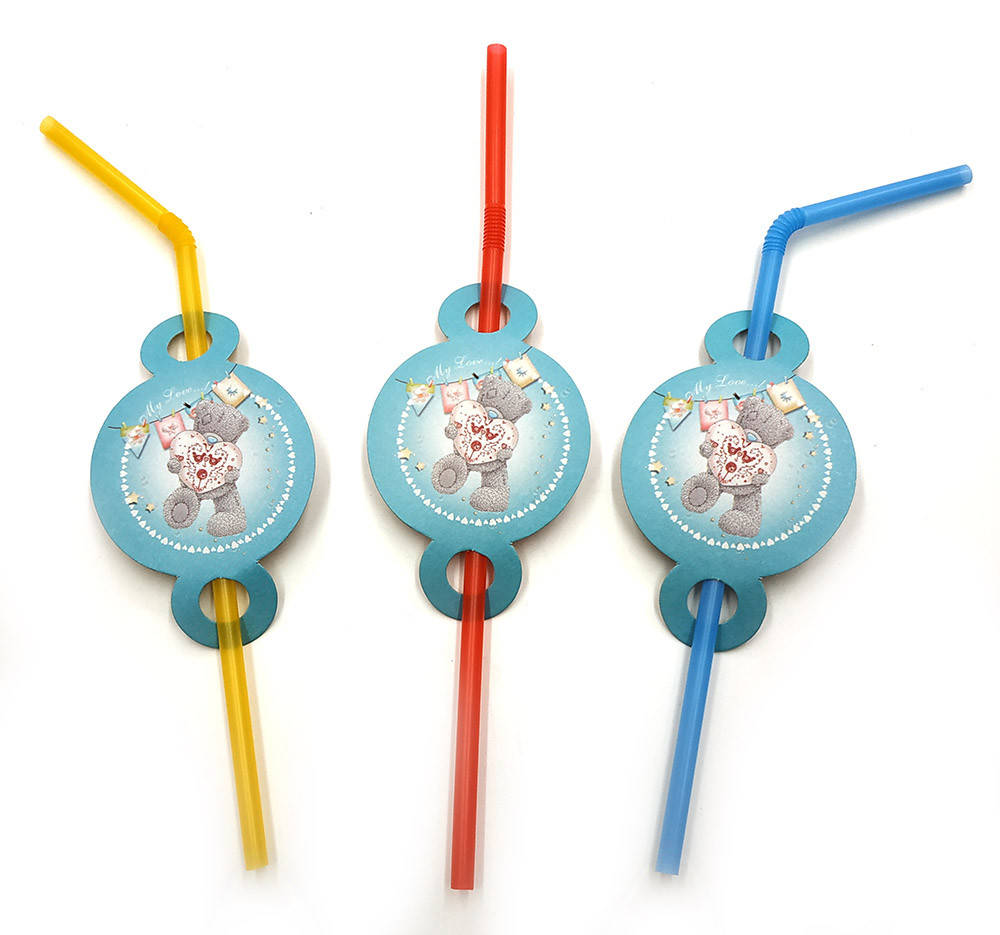 

Набор трубочек с гофрой 8 шт "Мишка Тедди", Разные цвета