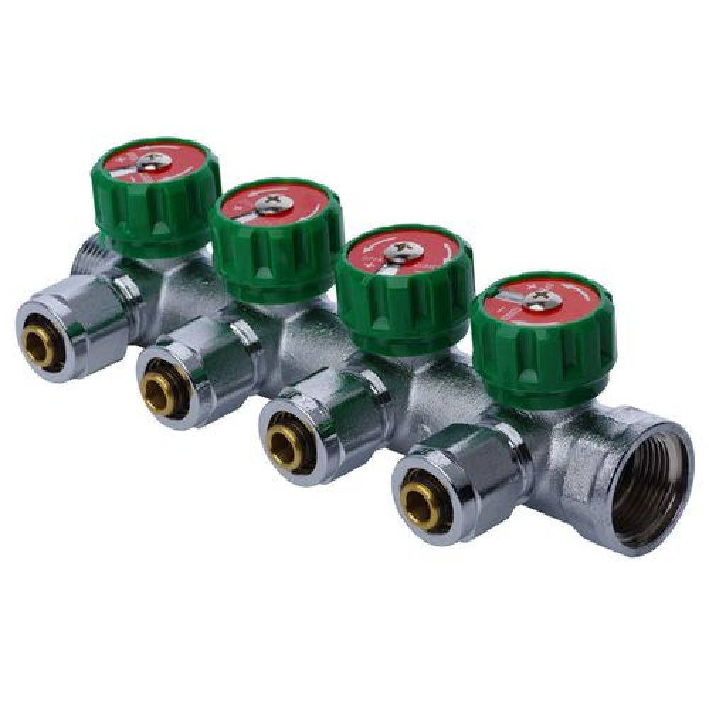 

Коллектор вентильный с фитингом Koer 3/4”x4 выхода