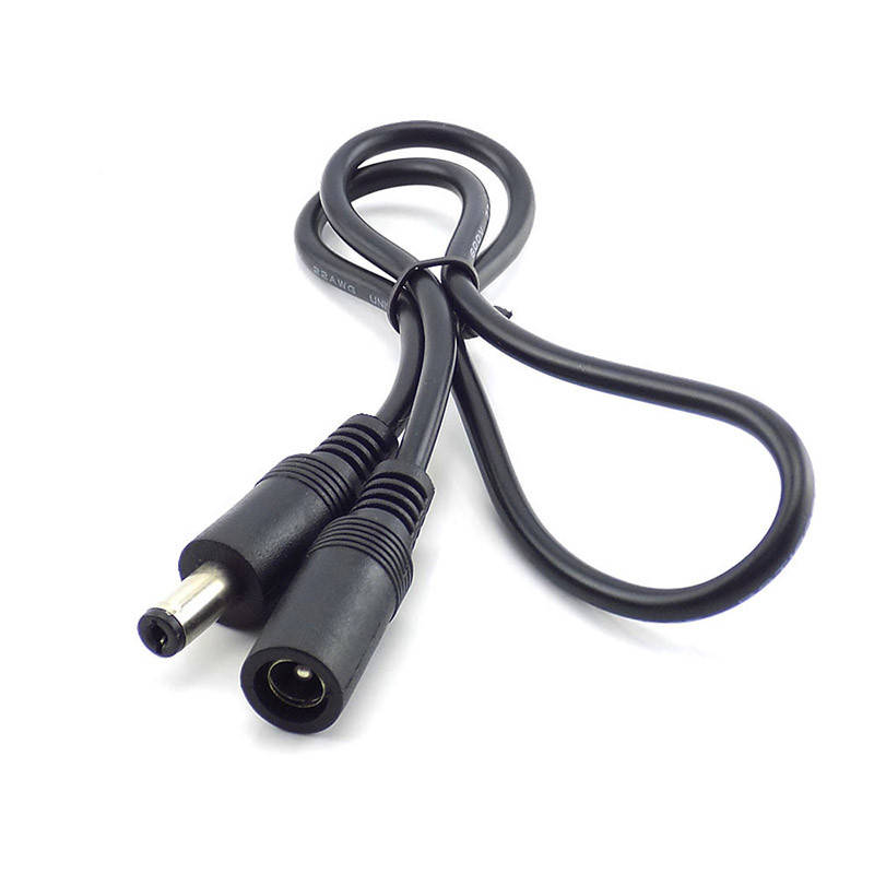 

Кабель удлинитель DC power jack 1 метр, штекера питания 5.5*2.1мм "папа-мама", Черный