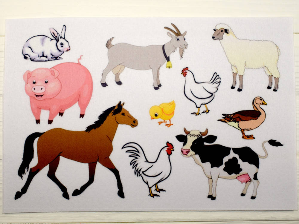 

Фетр с принтом Животные на ферме (Корейский жесткий 2 мм)