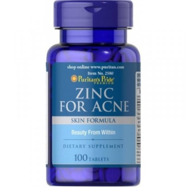 

Zinc for Acne Puritan's Pride, 100 таблеток