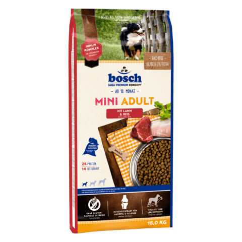 

Корм для собак Bosch Мини Эдалт(ягненок+рис)15кг.