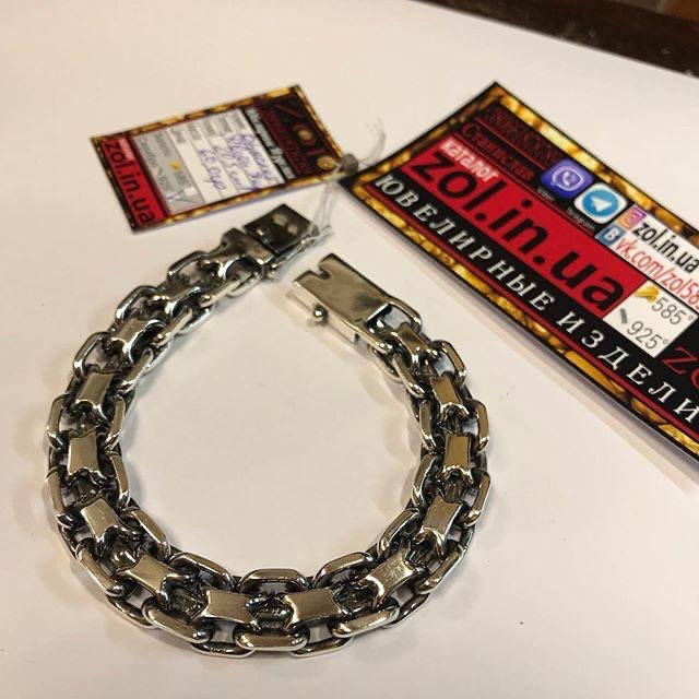 

Серебряный браслет 925 пробы. двойной якорь 60 грамм