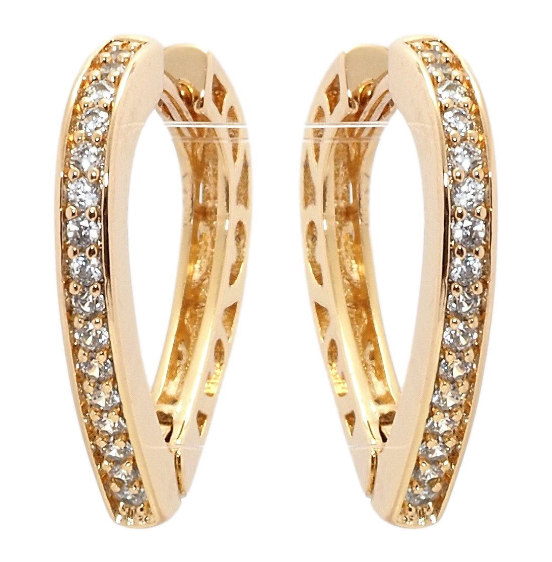 

Серьги Xuping Позолота 18K колечки "Сердечки с дорожками циркония"