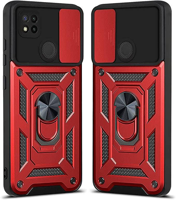 

Противоударный матовый чехол для Xiaomi Redmi 9c красный матовый бампер кольцо подставка шторка для камеры