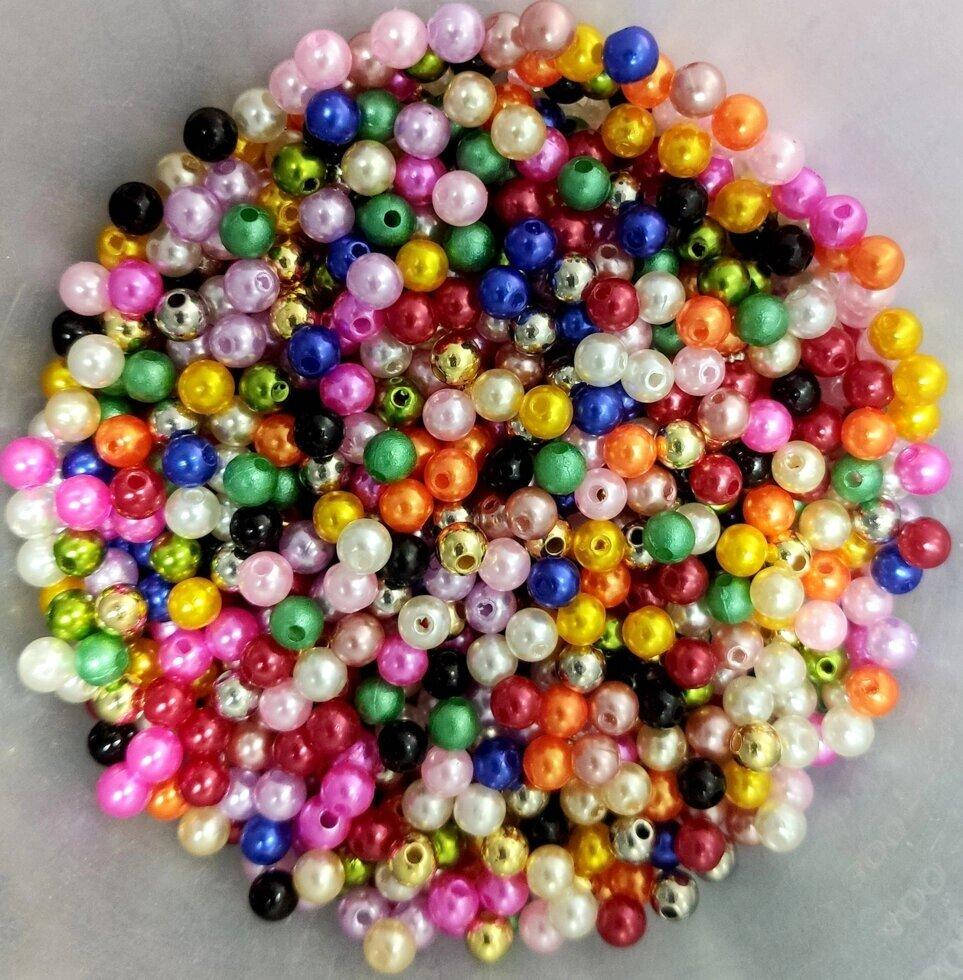 

(20 грамм) Жемчуг бусины пластик Ø4мм (прим. 580-640 шт) Цвет - МИКС (сп7нг-8696)