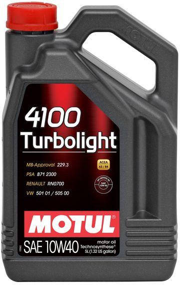 

Моторное масло MOTUL 4100 TURBOLIGHT SAE 10W40 (5L) /387606