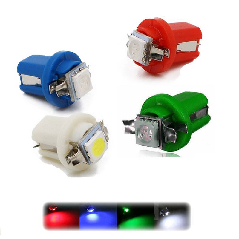 

Led лампы T5 B8.5D 1SMD 5050 (Белый/Синий/Красный/Зеленый) для подсветки приборной панели