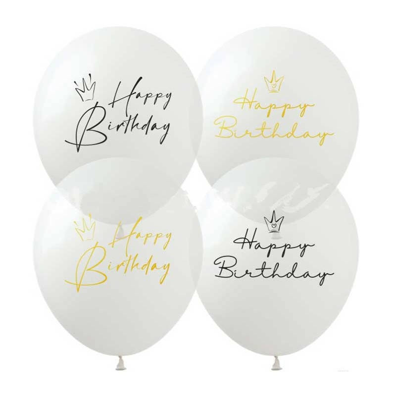 

Воздушные шарики Happy Birthday короны прозрачные 12" 1шт Ш-03666, Прозрачный