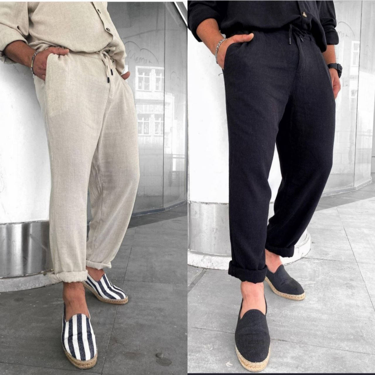 

Летние мужские льняные брюки свободным кроем( 2 расцветки)