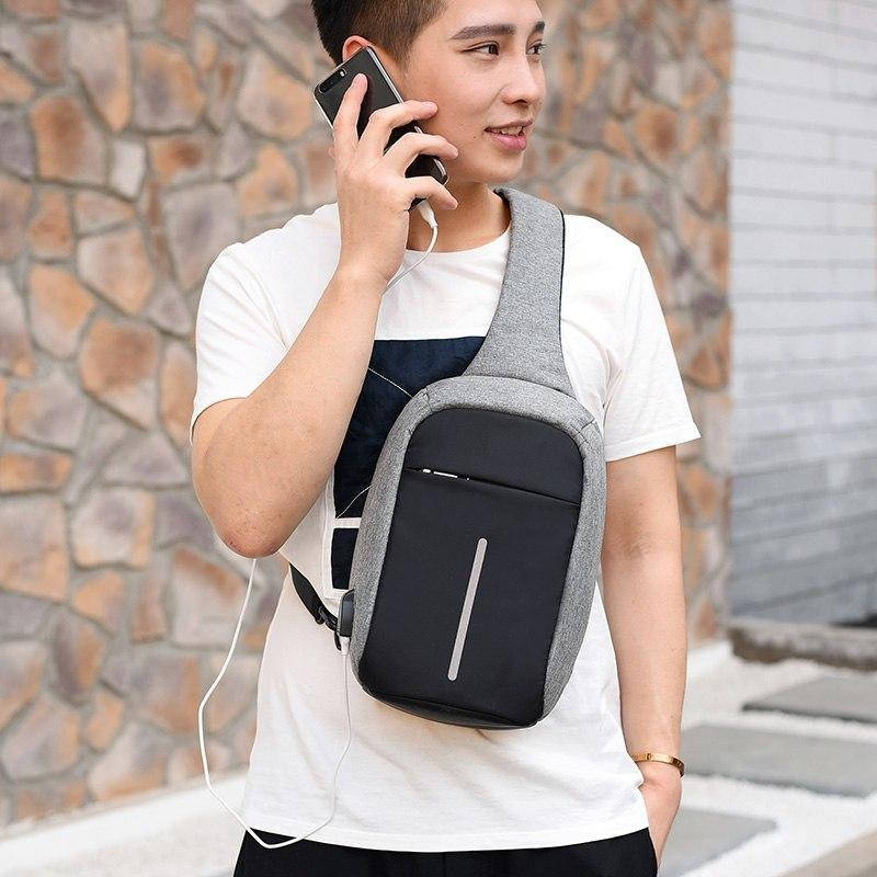 

Мужской крутой рюкзак bobby mini с защитой от карманников и с usb портом, Серый