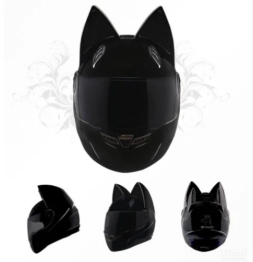 

Мото Кото шлем с ушками женский MS-1650 LC Racing (ABS, размер М-55-58, черный)