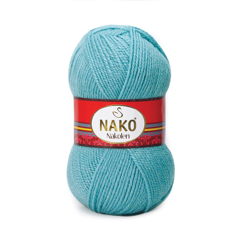 

Пряжа Nako Nakolen 2837 азур (нитки для вязания Нако Наколен) полушерсть 49% шерсть, 51% акрил