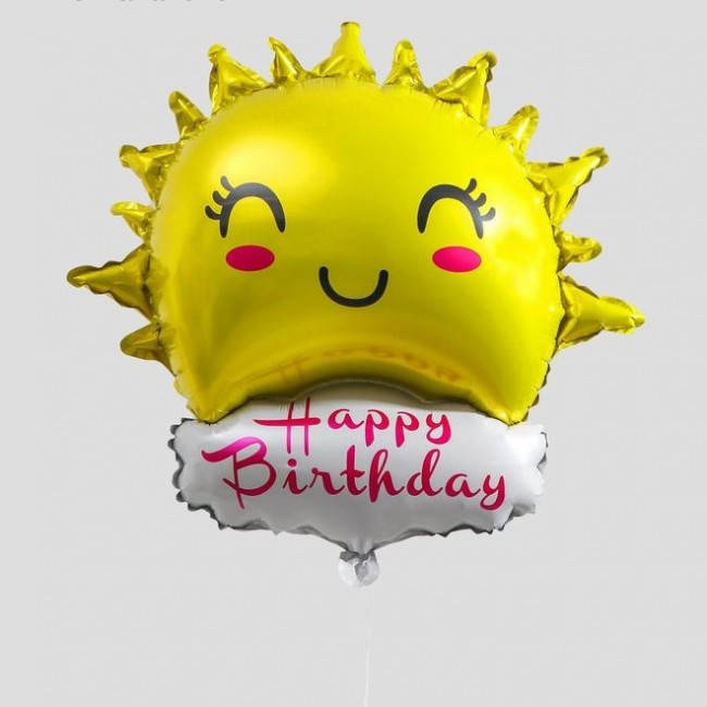 

Фольгированный шар большая фигура Солнце Happy Birthday 70х28см Китай, Желтый