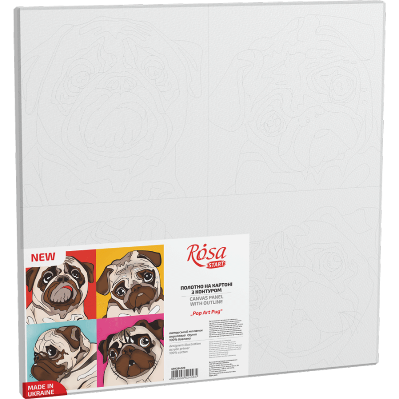 

Холст на картоне с контуром Pop Art Pug