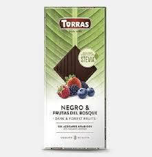 

Шоколад черный без сахара и глютена с лесными ягодами Torras Negro & Frutas del Bosquo 125 г Испания