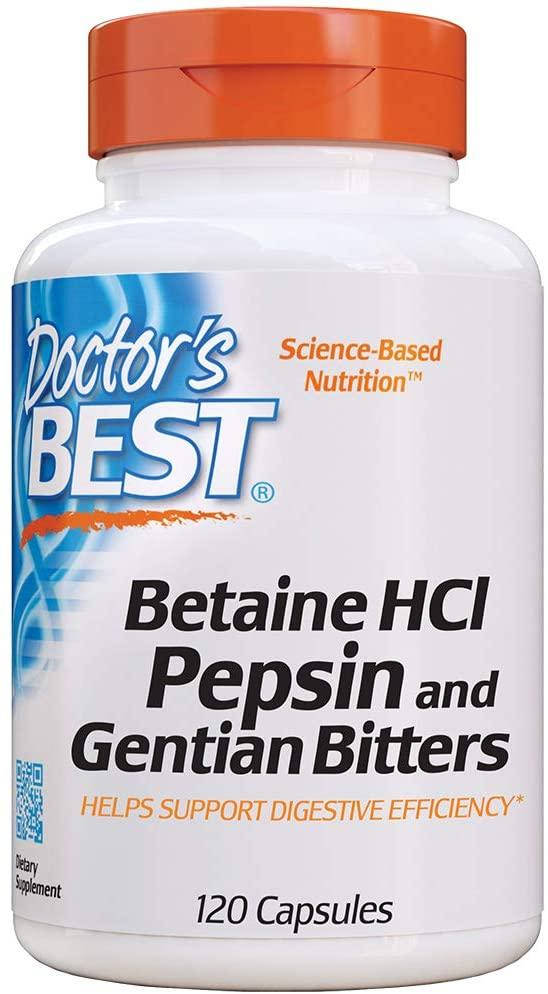

Бетаин гидрохлорид пепсин Doctor's Best Betaine HCI Pepsin Gentian Bitters 120 капсул