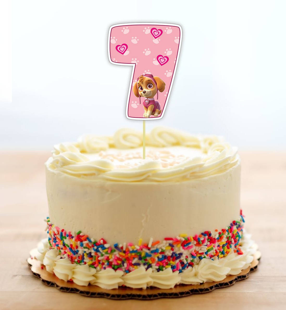 

Топпер-цифра (от 0 до 10см цифра) вырубка "Щенячий патруль" Розовый (1шт)- КАРТОН 7