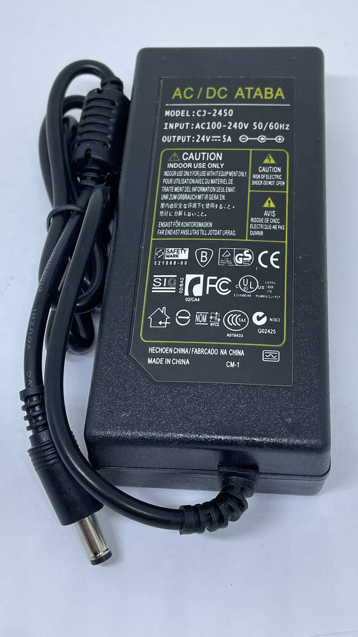 

Блок живлення адаптер в пластиці 24V 5А (120W) з мережевим шнуром, Черный