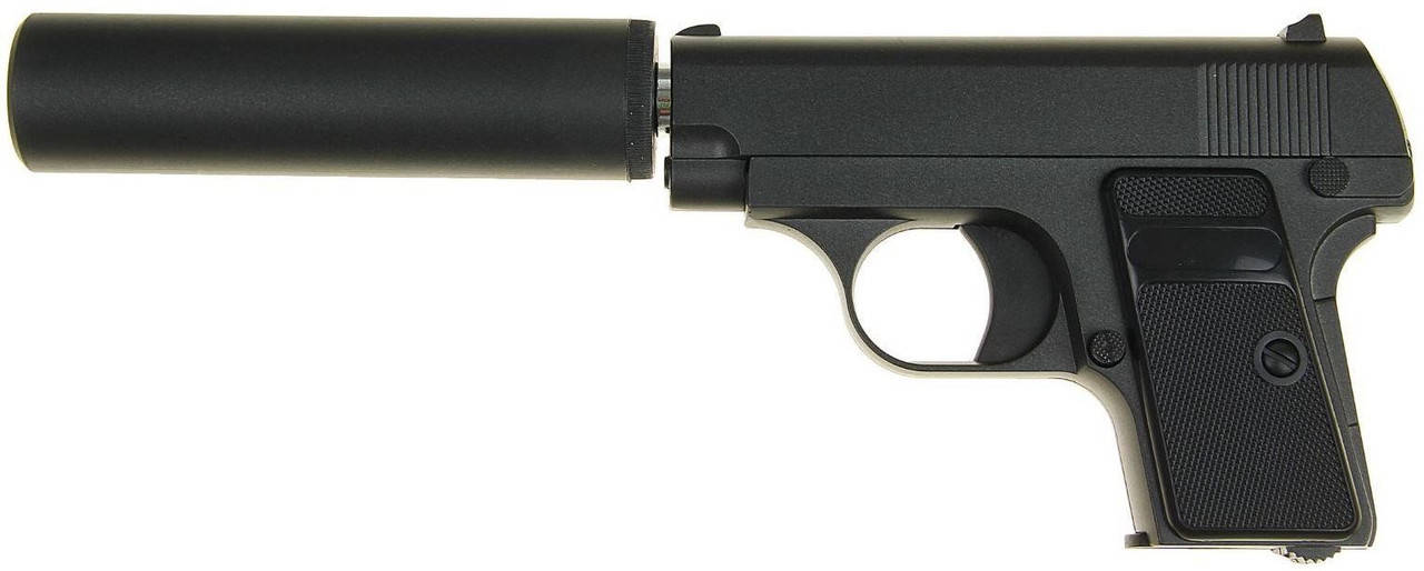 

Страйкбольный пистолет COLT25 с глушителем металл черный (G1A)