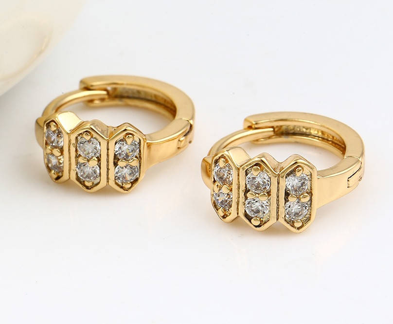 

Серьги медицинское золото Xuping, Зигзаг с камешками, 18К