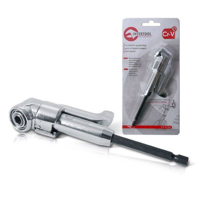 

Кутовий адаптер для насадок для викруток 1/4", CrV INTERTOOL VT-0106