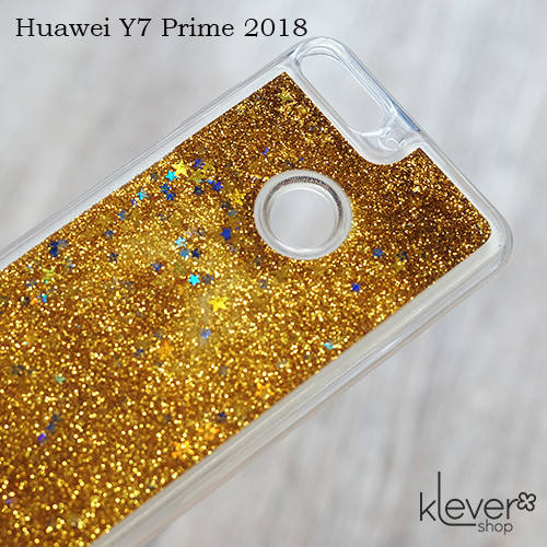 

TPU чехол аквариум Aquarium stars для Huawei Y7 Prime 2018 (звездочки и золотые блестки), Золотистый