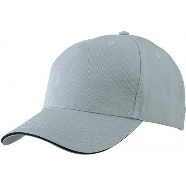 

Бейсболка пятипанельная Светло-Серый / Чёрный