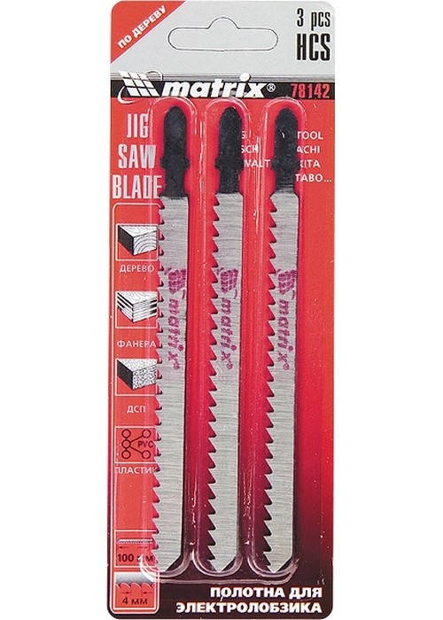 

Набор полотен для лобзика по дереву 75x2.5 мм, HCS, EU- хвостовик, MTX, 3 шт. (781419)