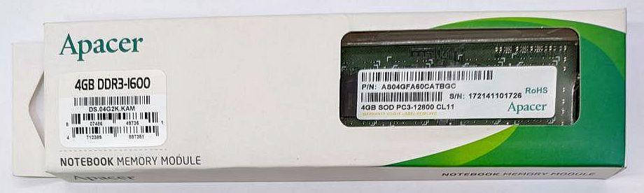 

Оперативная память SO-DIMM 4GB/1600 1.5V DDR3 Apacer (DS.04G2K.KAM)