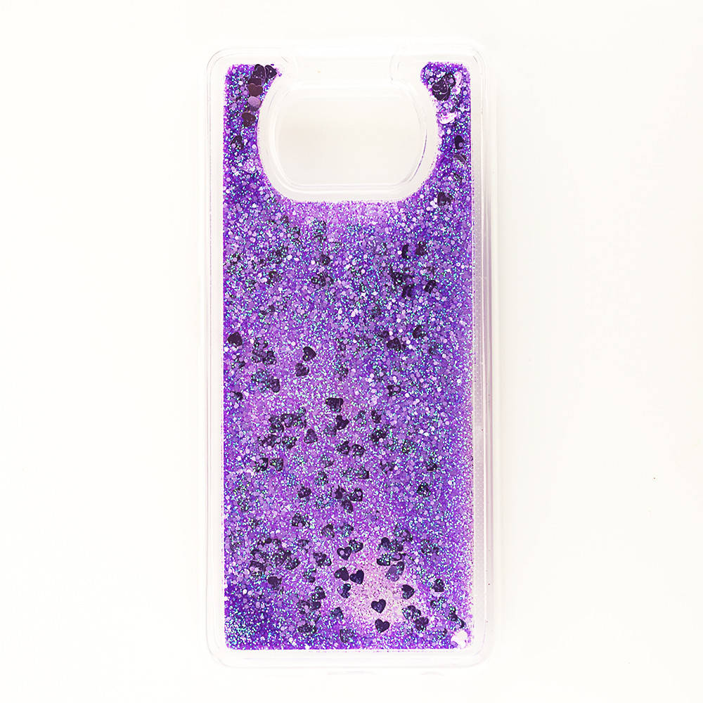 

Чехол Glitter для Xiaomi Poco X3 / X3 Pro бампер жидкий блеск Фиолетовый
