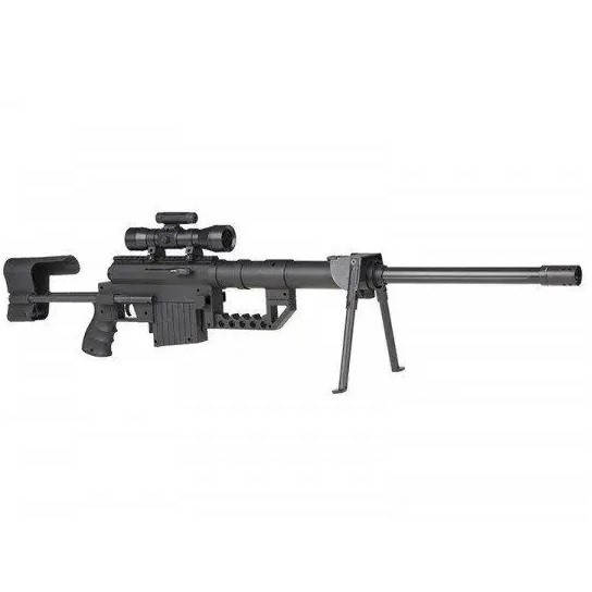 

Снайперская винтовка Barrett M82A1 страйкбольная лазерный прицел пластик 6 мм, Черный
