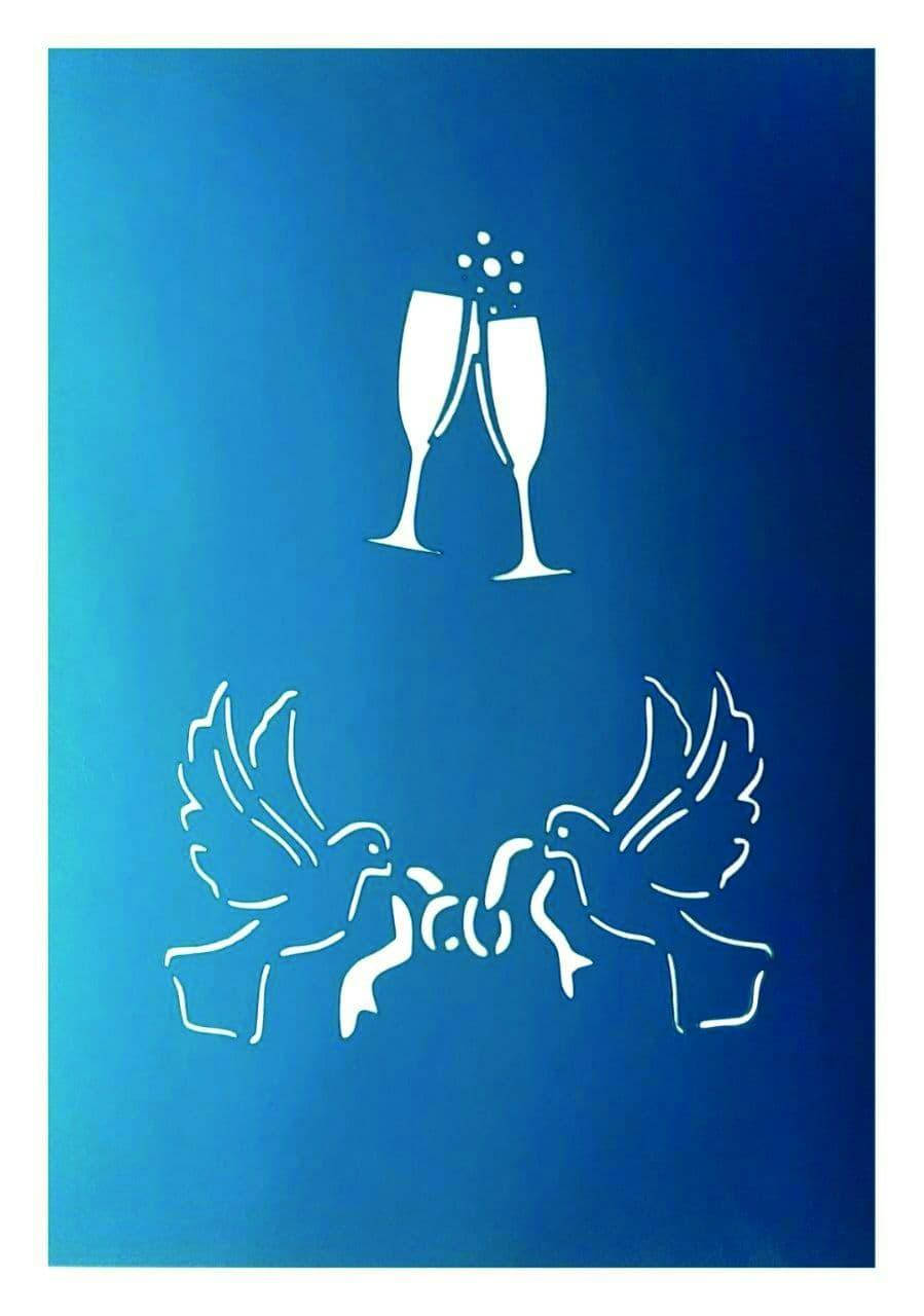 

Трафарет для пряников и тортов "Бокалы и голуби с кольцами"