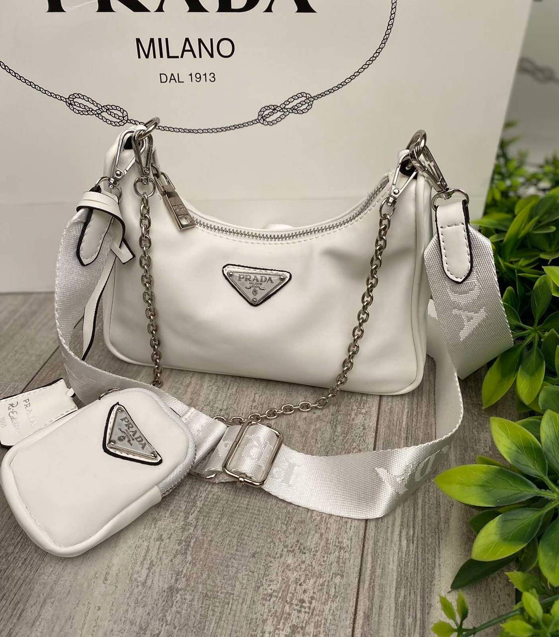 

Модная женская сумка Prada 2 в 1 Прада, Белый