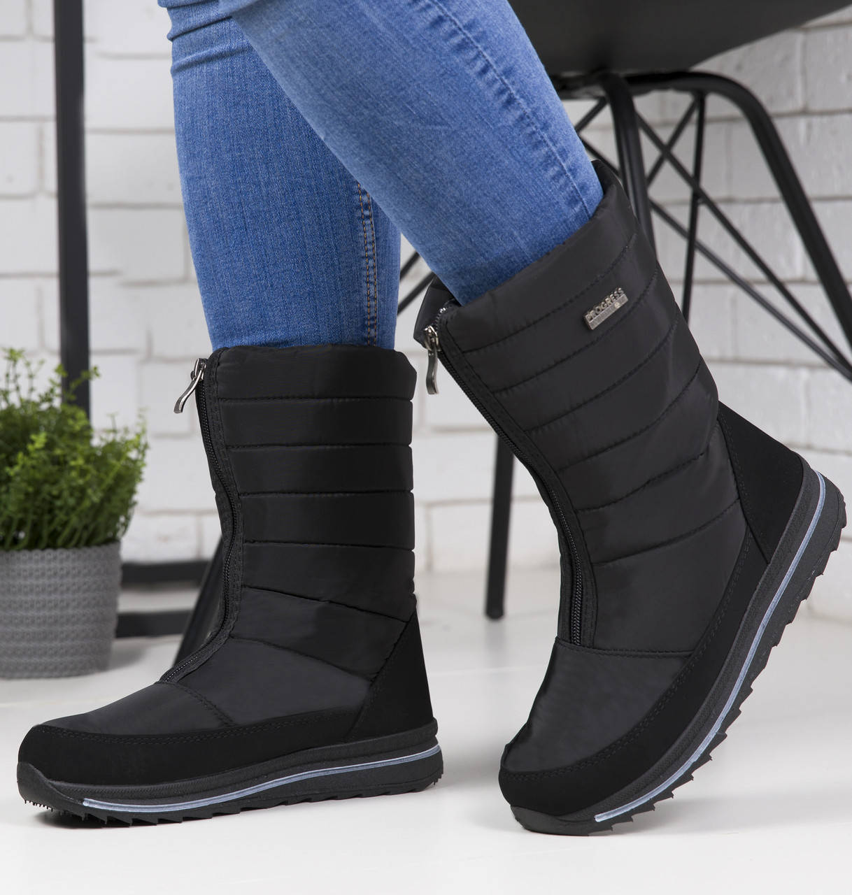 

Дутики женские на замок -30°С 36р, Черный