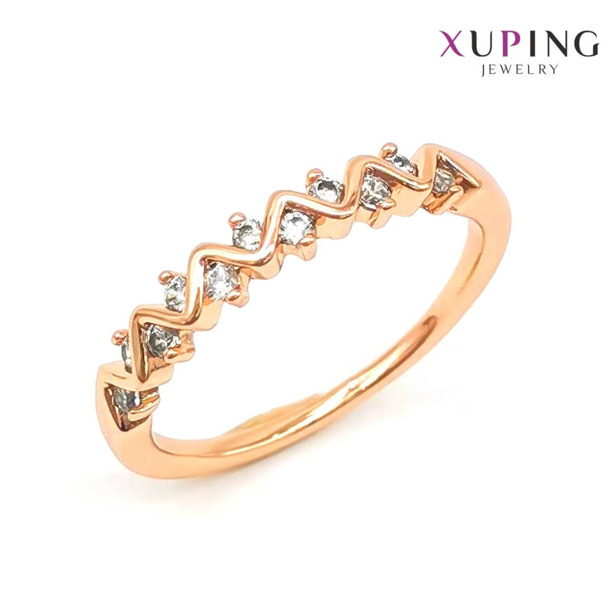 

Кольцо Xuping, белые фианиты (куб. цирконий), ширина 3 мм, вес 3 г, позолота 18K, ХР01122 (18)