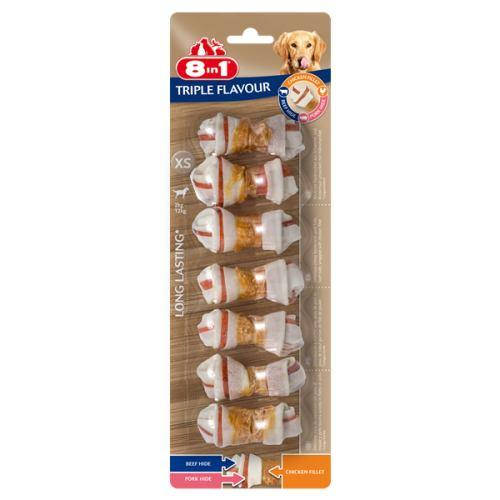 

Лакомство для собак Косточки жевательные Triple Flavour, размер XS, 7 шт, 8in1