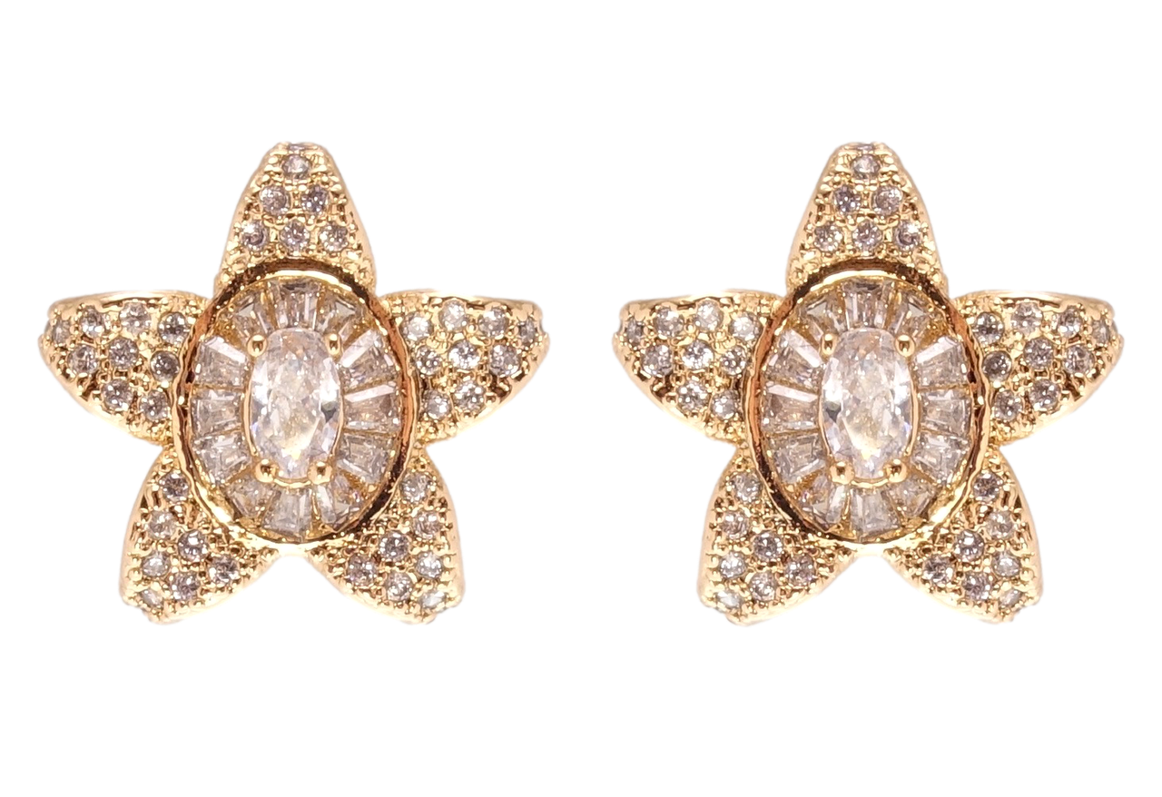 

Серьги Xuping Позолота 18K гвоздики (пусеты) "Цветочки инкрустация цирконием"