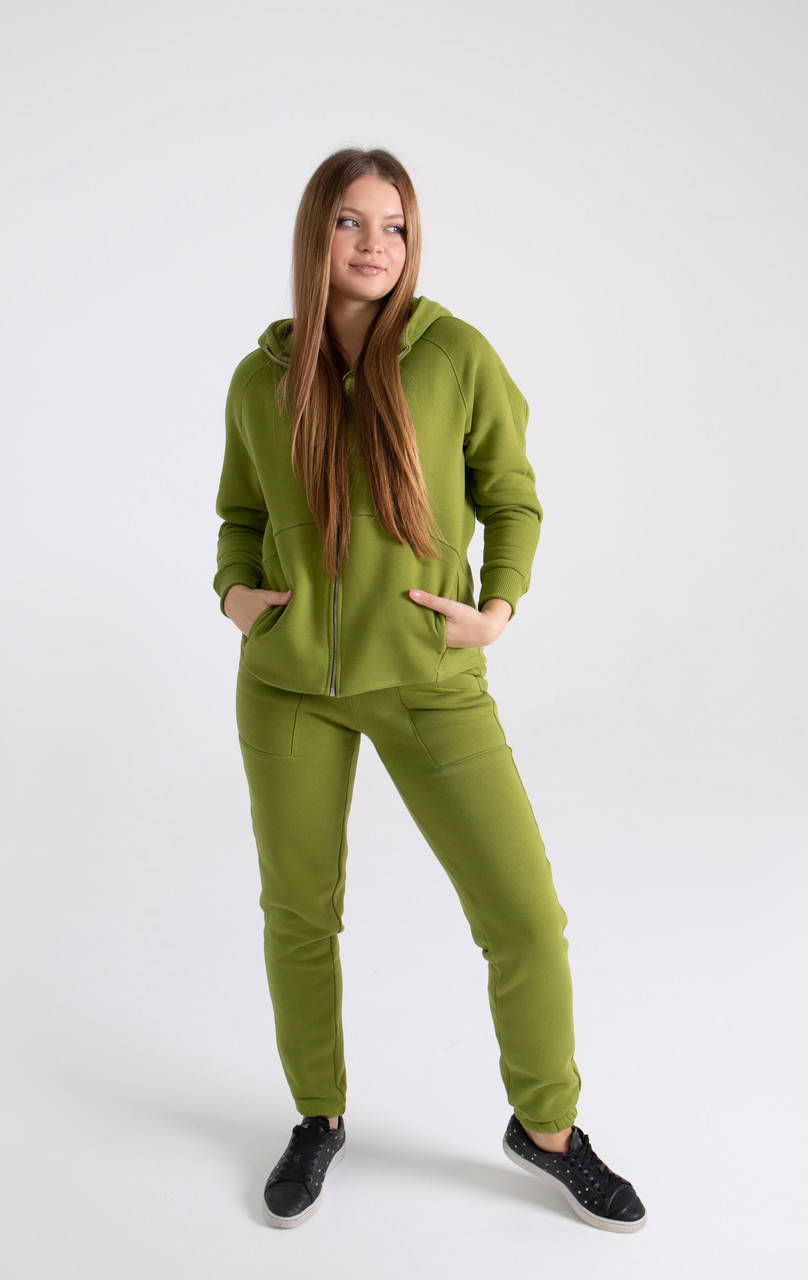 

Жіночий теплий спорт костюм Rocamoon брюки джогери+реглан на бліскавці зелена трава, Зелёный