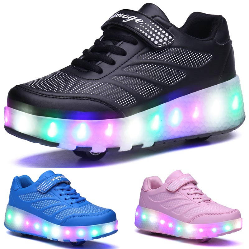 

Роликовые кроссовки в стиле Хилис с мигающей подошвой, для мальчиков и девочек, черные, голубые, розовые (334)