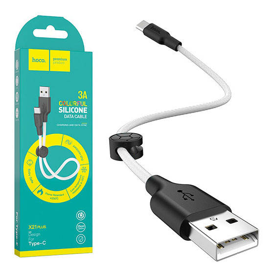 

Кабель Hoco X21 Silicone USB - Type-C 3.0A/0.25m (Черно-Белый)