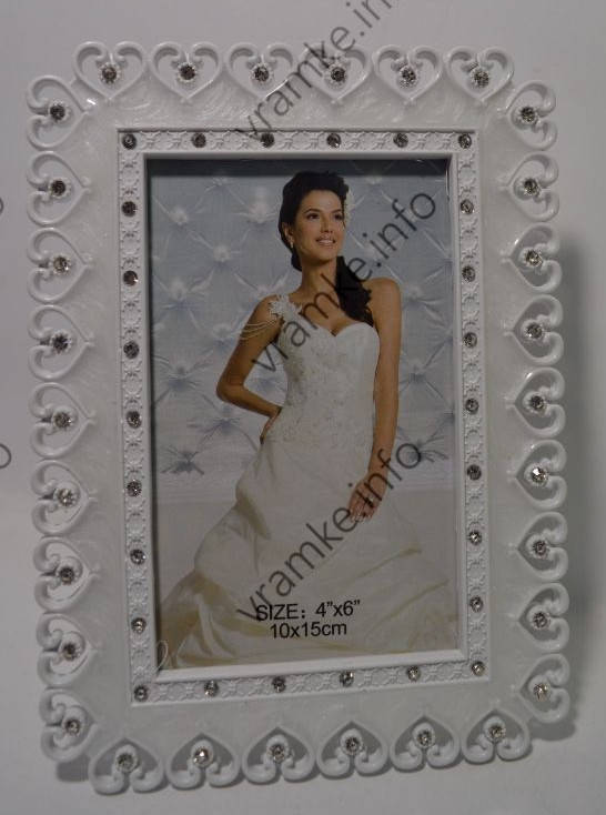 

Рамка для фото 10*15 с стразами AS-609 белая, Белый