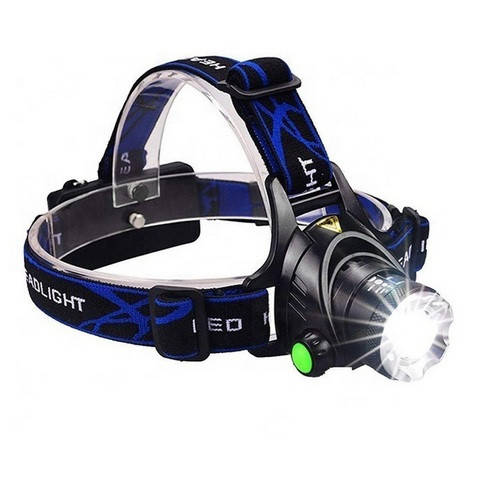 

Налобный аккумуляторный фонарь BL-204C-T6 zoom +ЗУ220/12В 2х18650, Черный